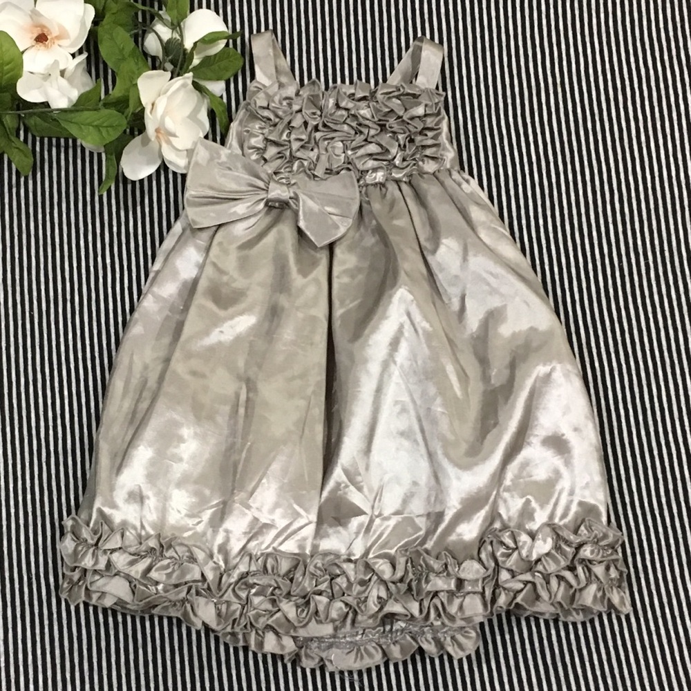 Silver Metallic Ruffle Dress